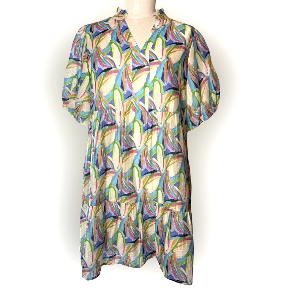 THML Puff sleeve tiered dress